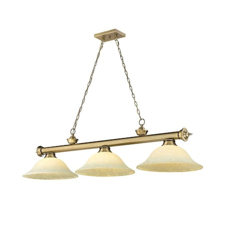 Z-Lite Cordon 3 Light Billiard, Rubbed Brass & Golden Mottle 2306-3RB-GM16